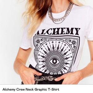 NWT Nasty Gal “Alchemy” oversized graphic print tee black & white Sz S